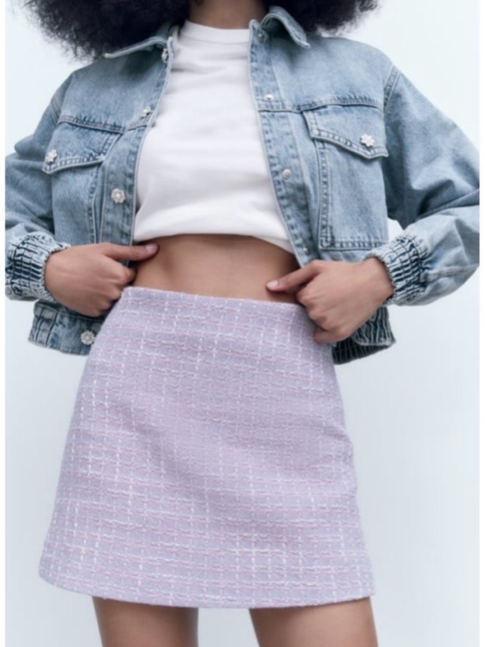 Zara Lilac Tweed Mini Skirt